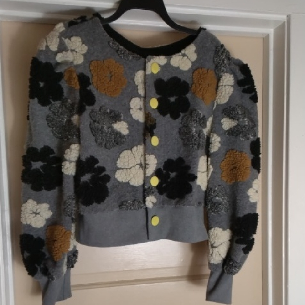 Floral Patterned Gray Sweater